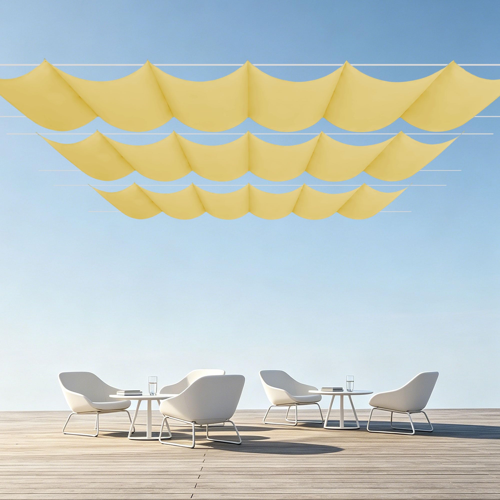 Voile d'ombrage jardin rétractable 350x100 pour vos repas en plein air