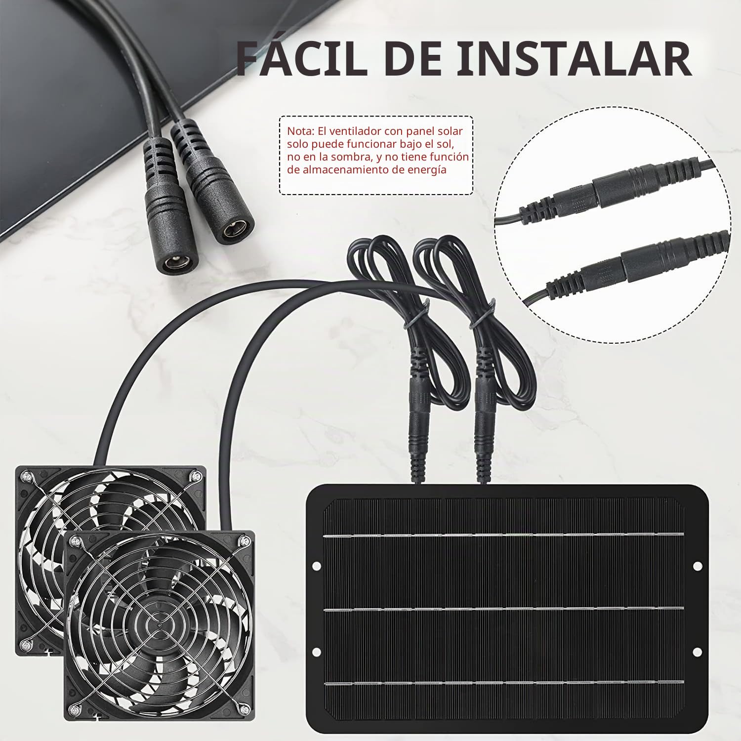 Kit de Ventilador Solar 10W, Ventilación Dual Impermeable, Carga Automática para Gallineros, Invernaderos y Cobertizos