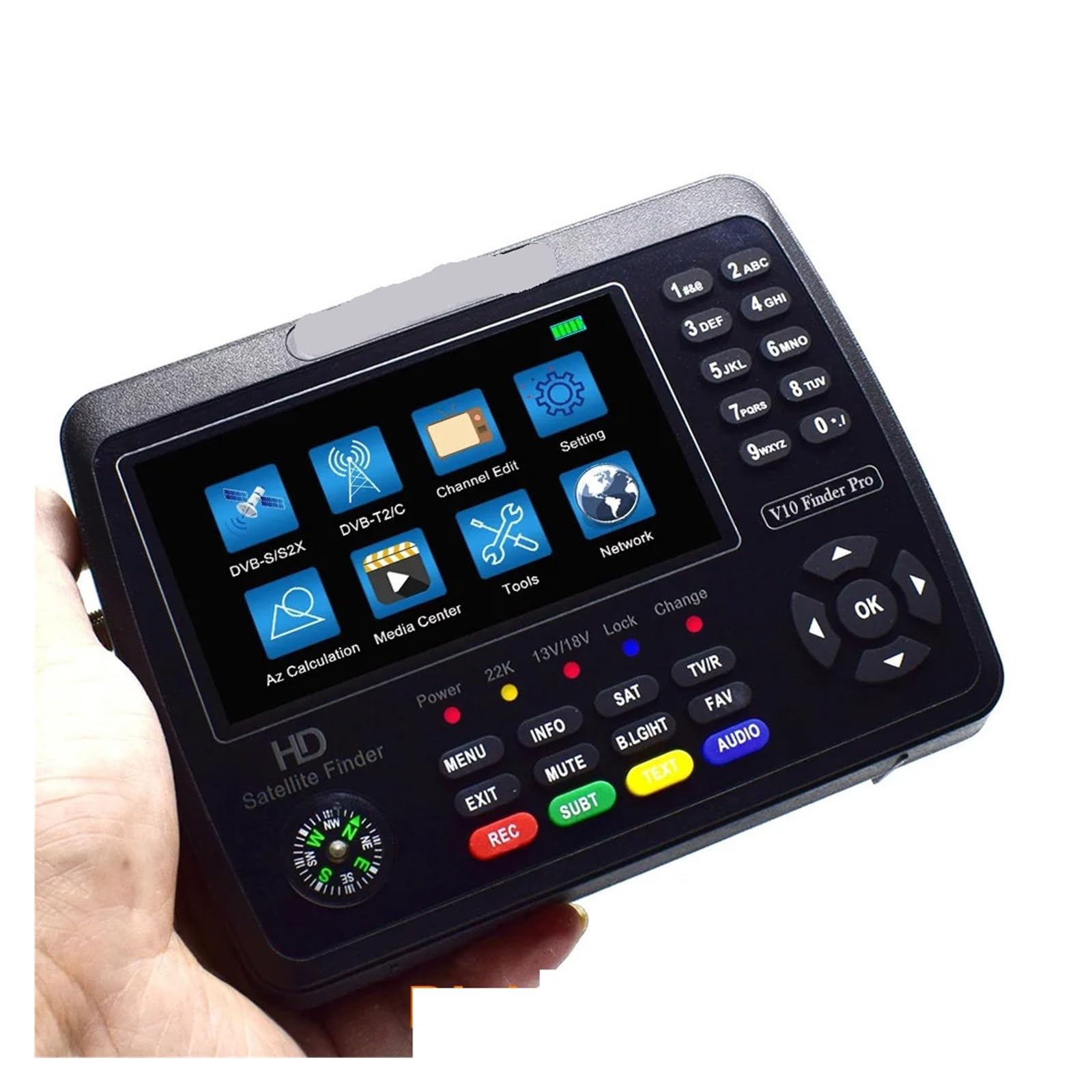 Satellite Finder, V10 Finder Pro Satellite TV Finder Meter 4.3'' DVB-S/S2/S2X/T/T2/C/H.265+AHD(8MP) PK ST-5150 V8 Finder Pro 2