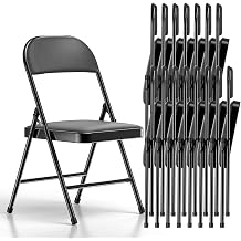Nazhura 16 Pack Folding Chairs, Fabric Dining Chair Set with Padded Cushion and Back, Indoor Outdoo Seat for Home Office Events Wedding Party, Charcoal