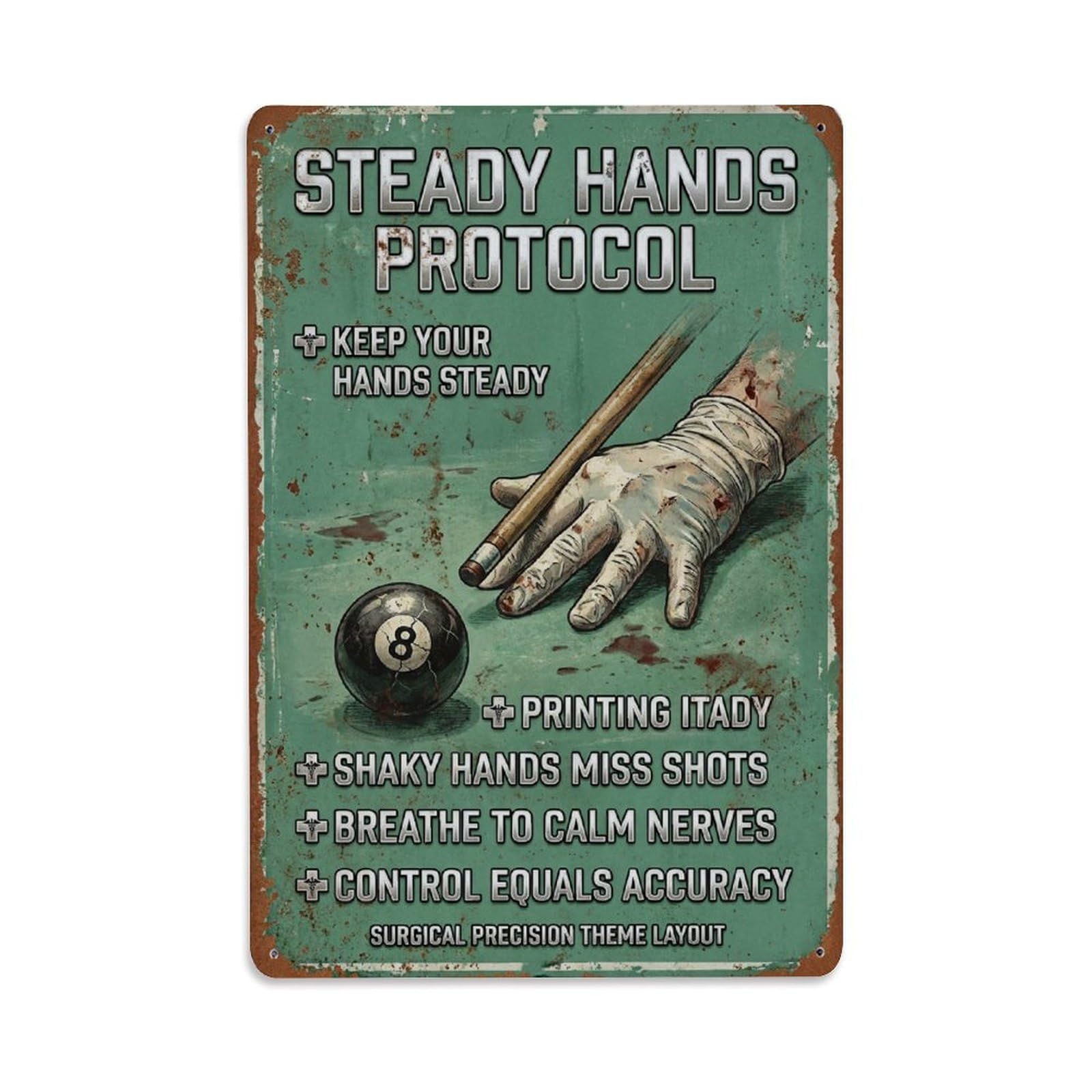 Keep Your Hands Steady Recreation Space Metal Tin Sign