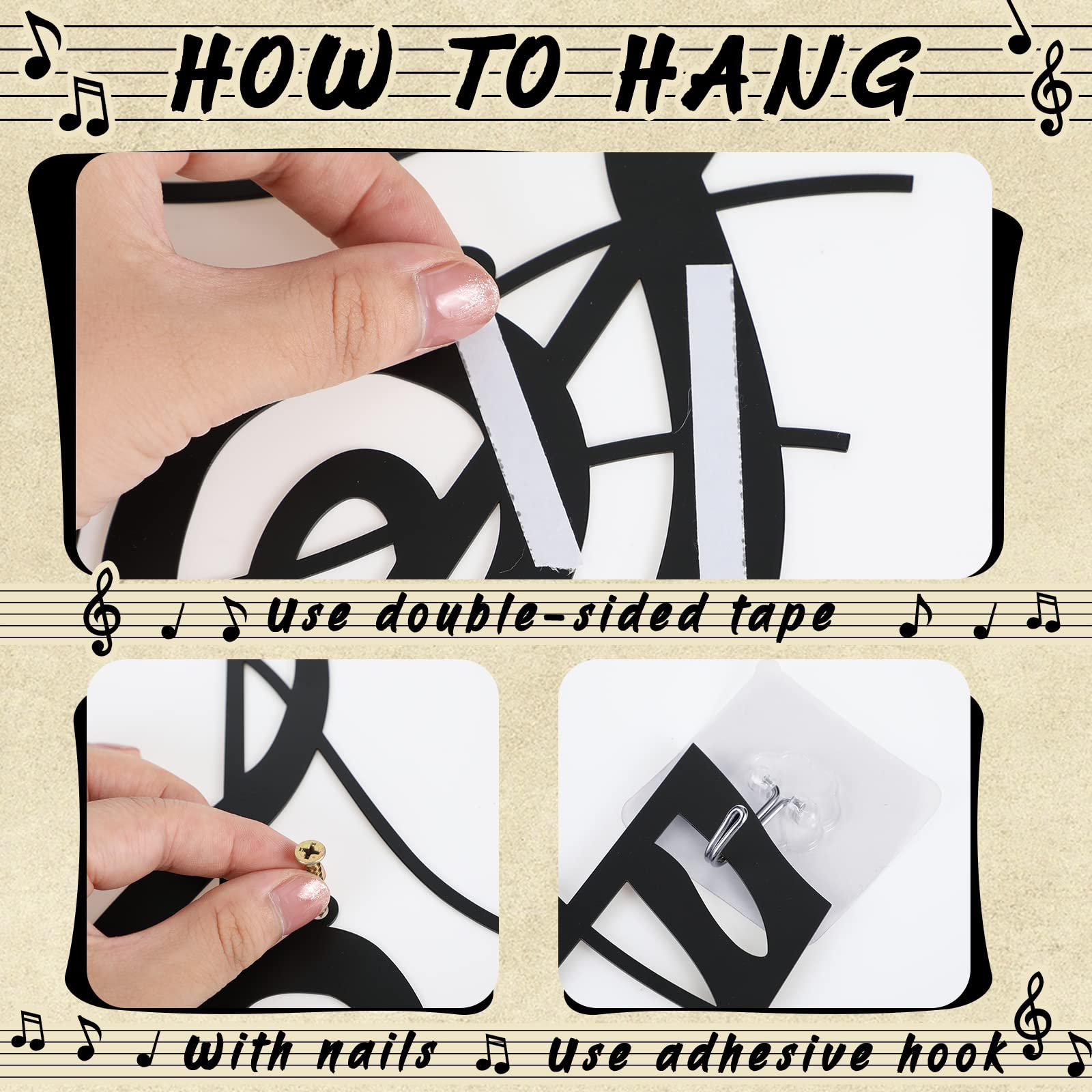 Amazon.com: Yulejo Black Music Notes Wall Decor Musical Art