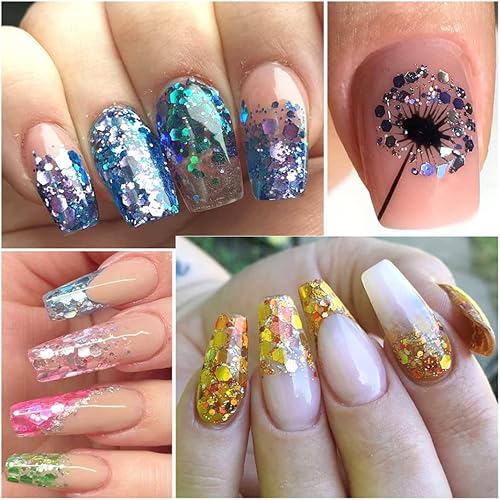 Miniatura 5 de 2 cajas de 24 colores camaleón holográfico con purpurina de sirena, arte de uñas, lentejuelas, copos 3D, degradado láser, diseño de purpurina para