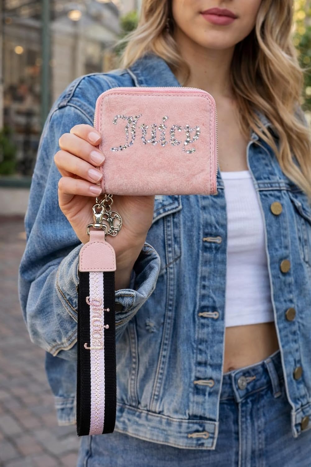 Juicy Couture Women's Square Zip Around Wallet with Wristlet Strap