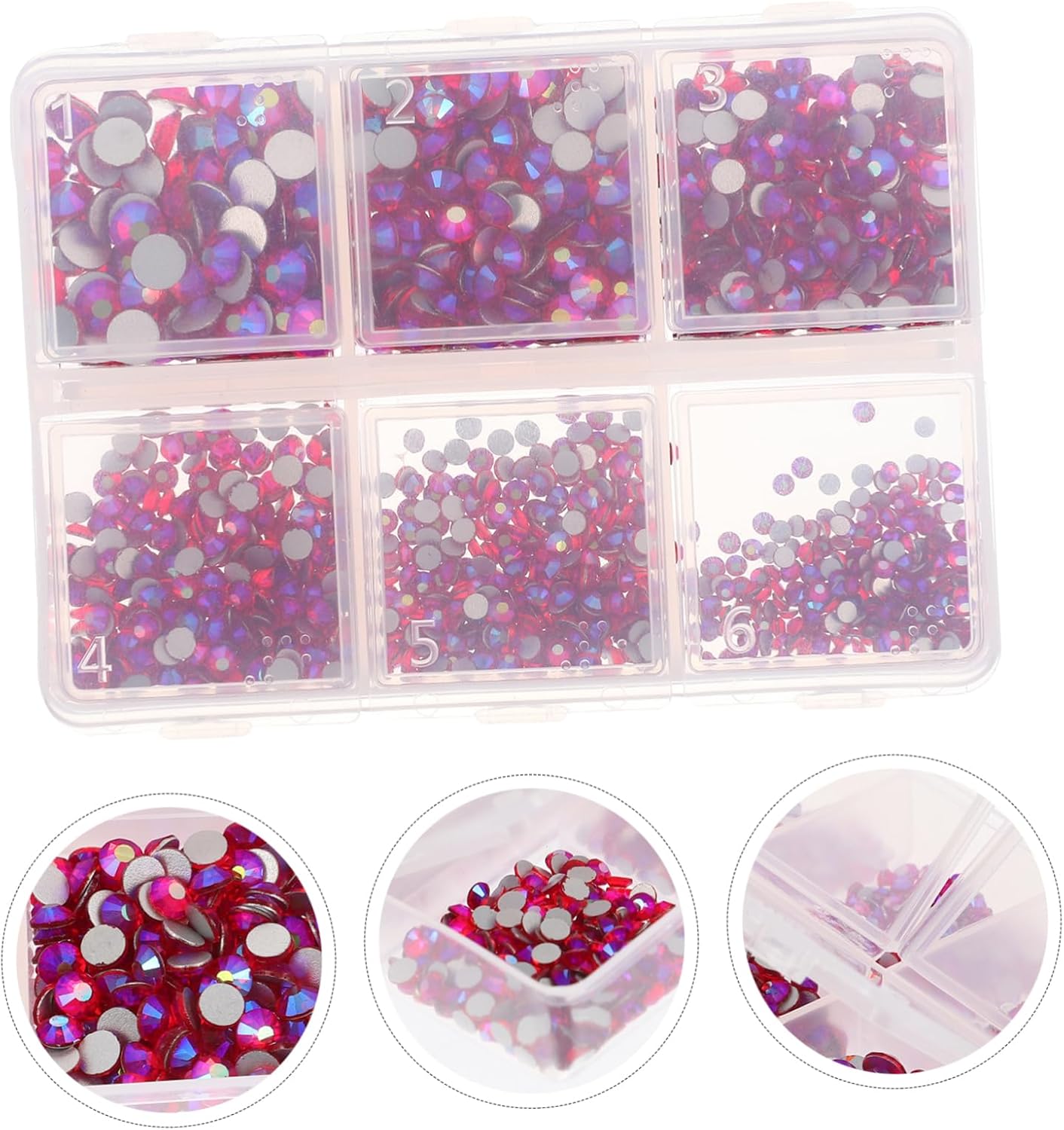 Hemoton Shiny Rhinestones Nail Art Charms Kit for Projects Compartment Flat Back Rhinestones for Nail Decoration Crafts and Home Manicure and Art Supplies