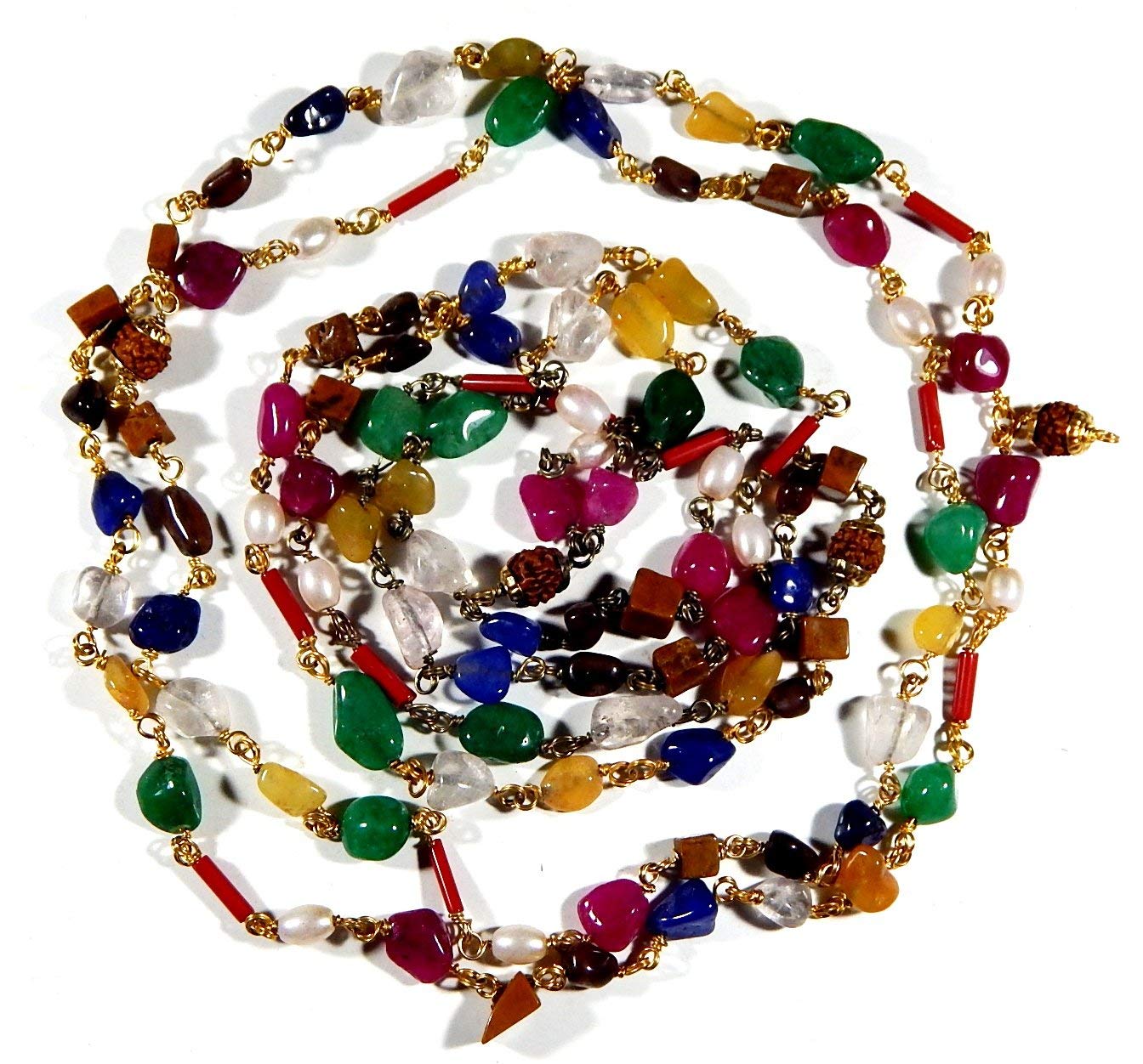 phoenix888 Navaratna Nav Ratan mala with Rudraksh Meru for Navgrah