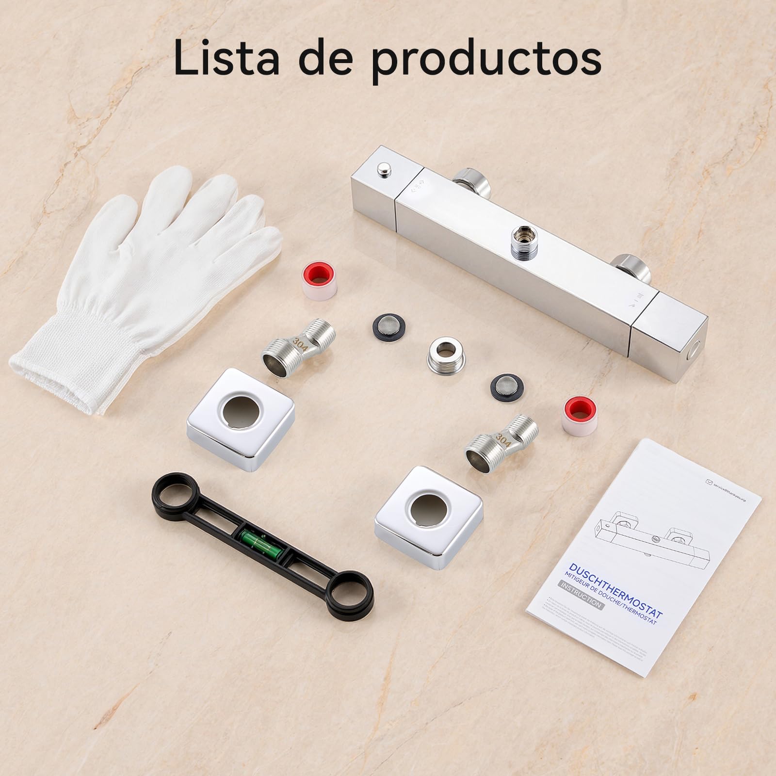 Auralum Grifo Termostático Ducha y Bañera, Mezclador de Pared Cuerpo Frío Antiquemaduras con Botón 38°C, Grifería 2 Salidas G1/2'', Adaptador G3/4'', Ajustables 135-165mm, Repuesto Universal, Cromo