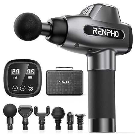 RENPHO Massage Gun, Deep Tissue Muscle Massager, Powerful Percussion Massager Handheld with Portable Case for Athletes, Back Neck Shoulder Soreness Stiffness Knots Tension Cramp Relief