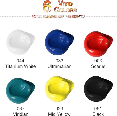 Miniatura 2 de Pintura acrílica, colores primarios, 6 colores (2.54 onzas), juego de acrílico de cuerpo pesado, pigmento rico para pintura en lienzo, tela y rocas,