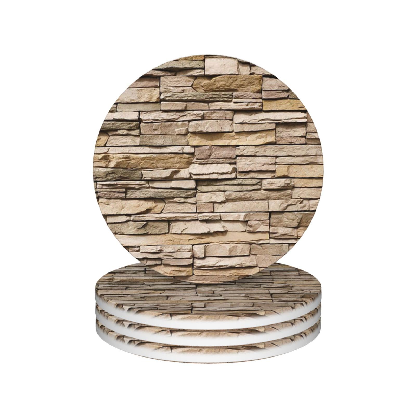 Rustic Rocks - Set di 4 sottobicchieri decorativi in ceramica con stampa a muro di mattoni