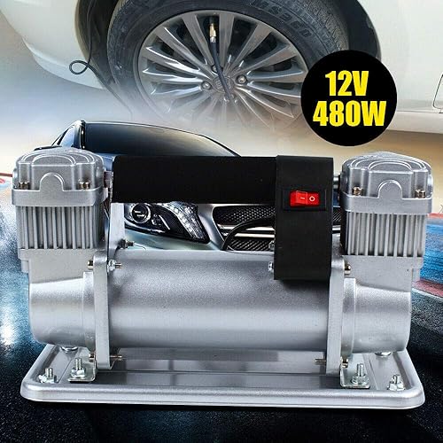 Miniatura 6 de LOYALHEARTDY Compresor de aire 12 V 480 W Bomba de aire de alta resistencia Inflador de neumáticos 150PSI Bomba de compresor de aire de doble