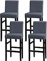 Vista 33 de Lellen Juego de 2 fundas para taburetes de bar, fundas elásticas y lavables para asientos de taburetes de bar, fundas extraíbles para sillas de bar
