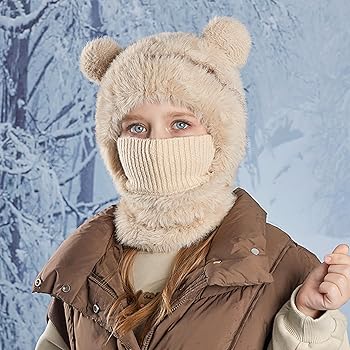 AYPOW Bambino Passamontagna da Neve, Passamontagna Invernale in Pile Termico Bambini, Balaclava Maschera da Sci Antivento, Cappello Caldo Cappuccio con Scaldacollo Ciclismo per Ragazzi Ragazze
