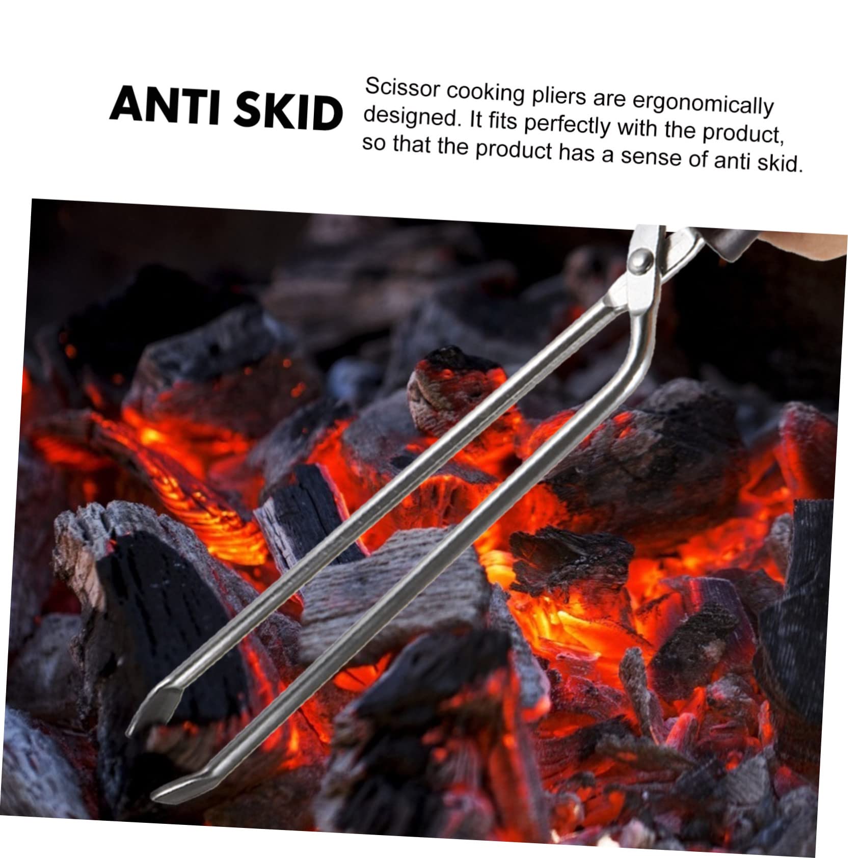 Pinza Carbone Allungata in Acciaio Inox Manico in Legno | Festa Estiva, Barbecue All'aperto, Anti-macchia e Presa Stabile, Utensili per Barbecue
