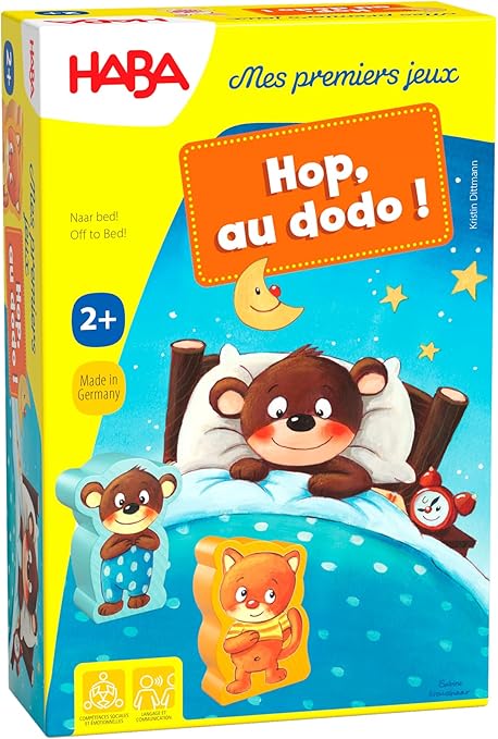 HABA - Mes Premiers Jeux �?? Hop, au Dodo - Jeu de soci?�t?� Enfant en Bois - 2 Jeux de classement 