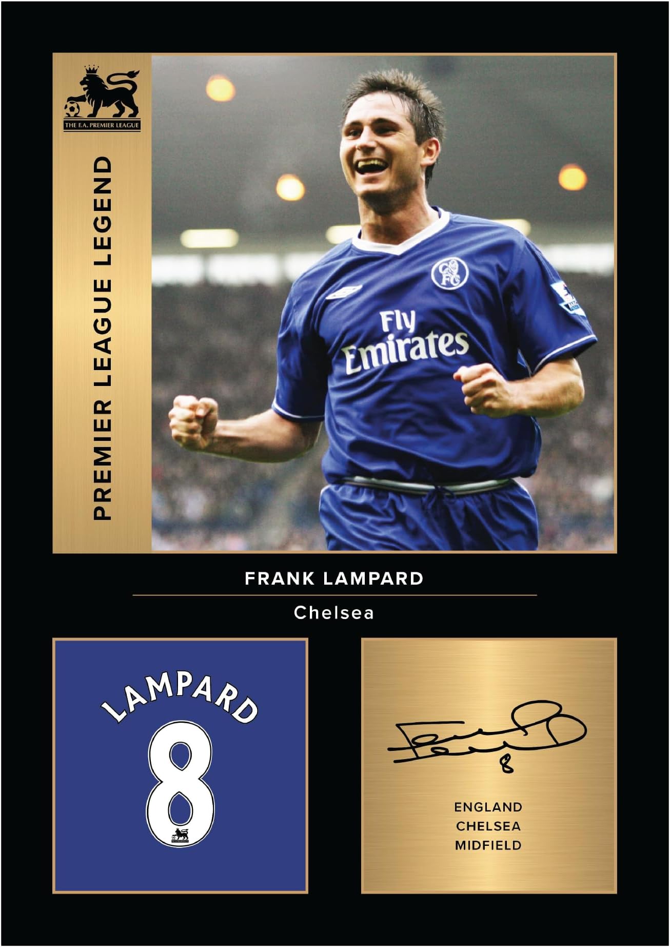 – Icons Wall Art – Frank Lampard Chelsea Legends A4 Printed Photo Display – Digitally Reproduced Signature – Football/Soccer Fan Gift – Unframed Chelsea Memorabilia Poster