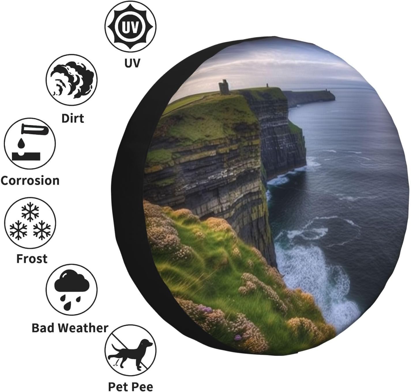 Outdoors The Cliffs Printed Spare Tire Cover Dust-Proof Weatherproof Wheel Covers Personalized Wheel Tire Protectors Universal Fit for Trailer Rv SUV Truck Camper Travel Accessories image 5