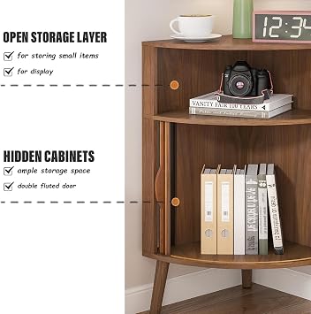 31.5 Small Bathroom Corner Storage Cabinet, Walnut
