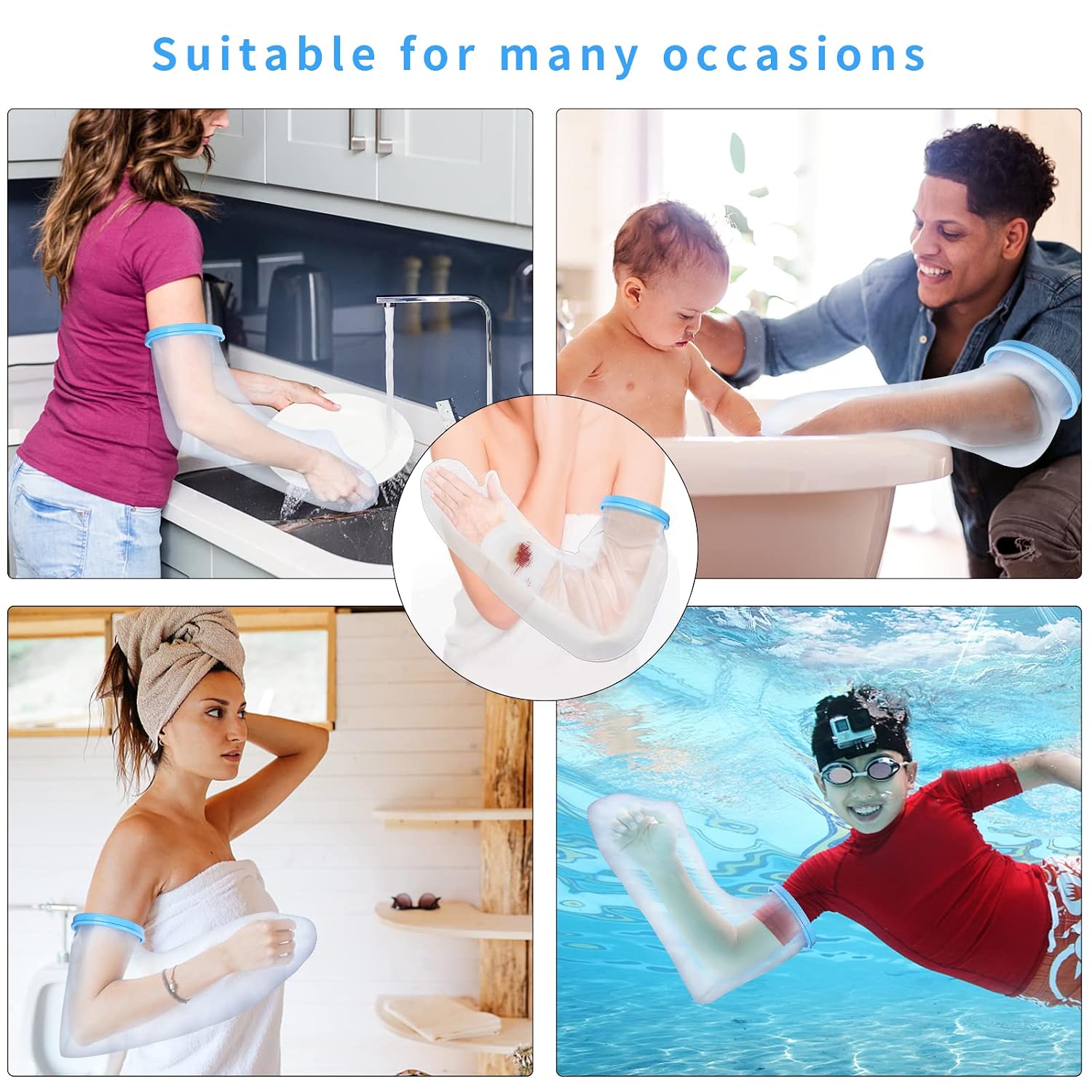 SUPERNIGHT Waterproof Full Arm Cast Cover for Shower Adult, Arm Protector Bag to Keep Wound and Bandage Dry for Broken Hand, Elbow, Wrists, Arms