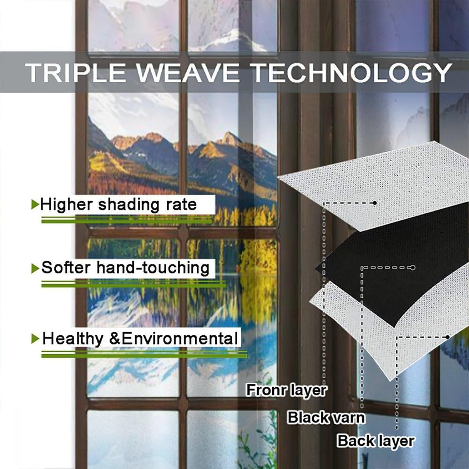 Natural Lake Blackout Curtains, 3D Printed Window View at Sunrise, Bedroom Living Room Kitchen Rod Pocket Curtains42X63 Inch