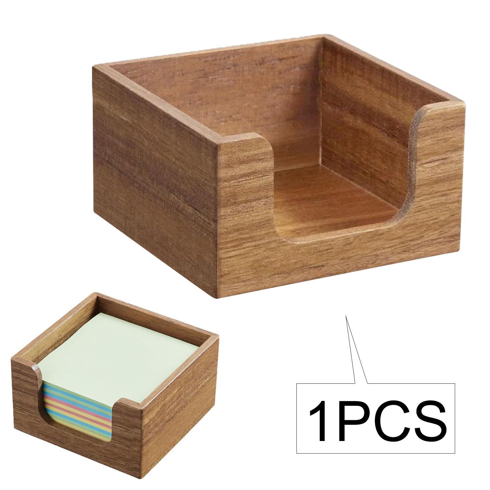 perfeclan Organiseur de Bureau en Bois, Porte-notes autocollant, Organiseur de Bureau Compact Multifonction, Distributeur de Mouchoirs, pour Bureau Domicile et Entreprise