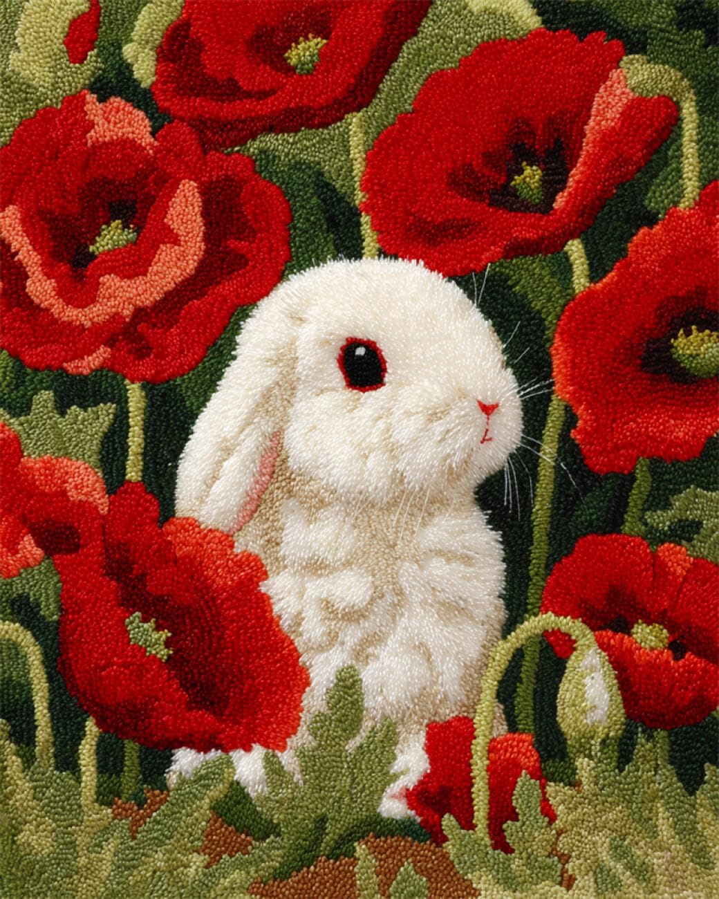 AxiangziK Animal DIY Tapestry Kits for Adults Cartoon Rabbit Latch Hook Rug Kits for Beginners DIY Needlework Crocheting Tapestry Kit Home Decor 21x29in