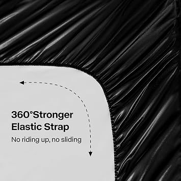 BEDELITE Satin Sheets Twin Size Bed Set, Luxury Soft Black Silky Sheets for Hair and Skin, Similar to Silk Bed Sheets Set 3 Pieces with 1 Deep Pocket Fitted Sheet, 1 Flat Sheet, and 1 Pillowcase