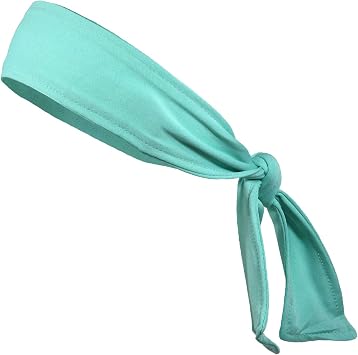Kenz Laurenz Headbands Tie on Headband for Women Men Running Athletic Hair Head Band Elastic Sports, Basketball, Stetchy Yoga Workout Sweatbands Adjustable Non-Slip Moisture Wicking Seafoam