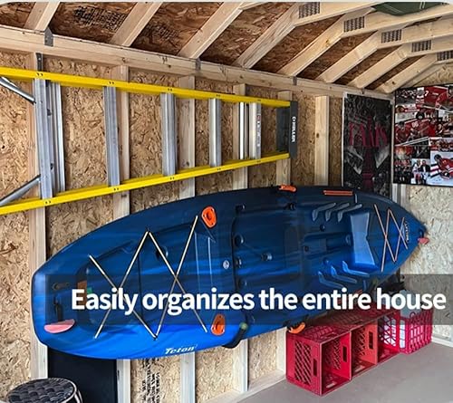 Miniatura 6 de Aweilan Ganchos de almacenamiento de garaje resistentes, estante de kayak de brazo jumbo de 15 pulgadas, ganchos de pared resistentes para canoa,