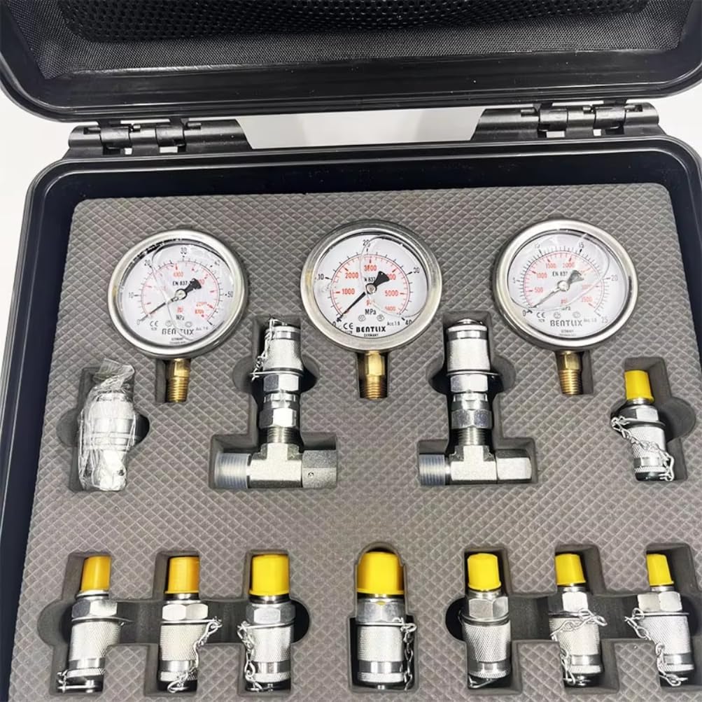 Kit per Test di Pressione idraulica Kit manometro per Test Idraulico Manometro Compatibile con Parti di macchinari per escavatori (Compatibile con)