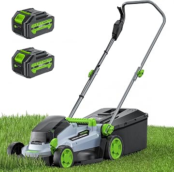 40V Cordless Lawnmower, ETOOLAB Lawnmower with Brushless Motor up to 300m², 34cm Cutting Width, 5 Cutting Heights, 30L Bag, 2 * 4.0Ah Battery and Charger