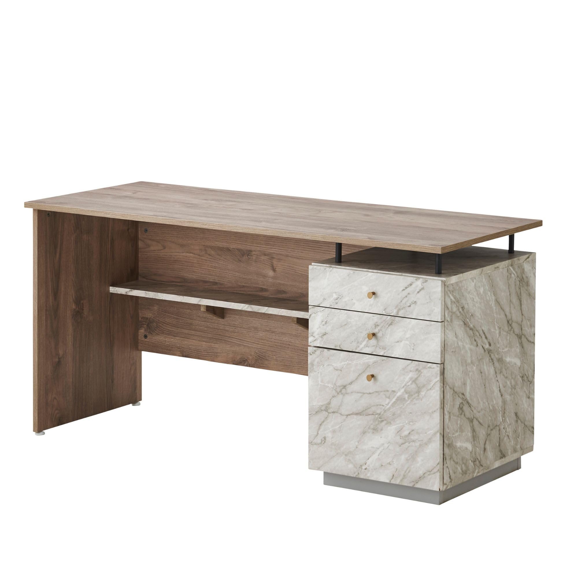 Amazon | メラミン天板 松尾木工 モデナ 140片袖デスク キャビネット