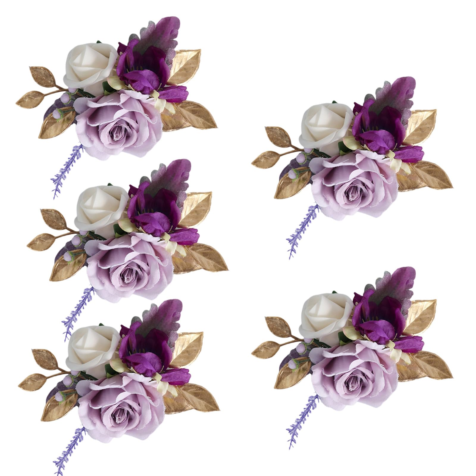 Hsioluted 5Pcs Rose Wrist Corsages Bridal Flower Corsages Wristband Hand Decorations for Bride, Bridesmaid, Proms Party, Ceremony Wedding Party