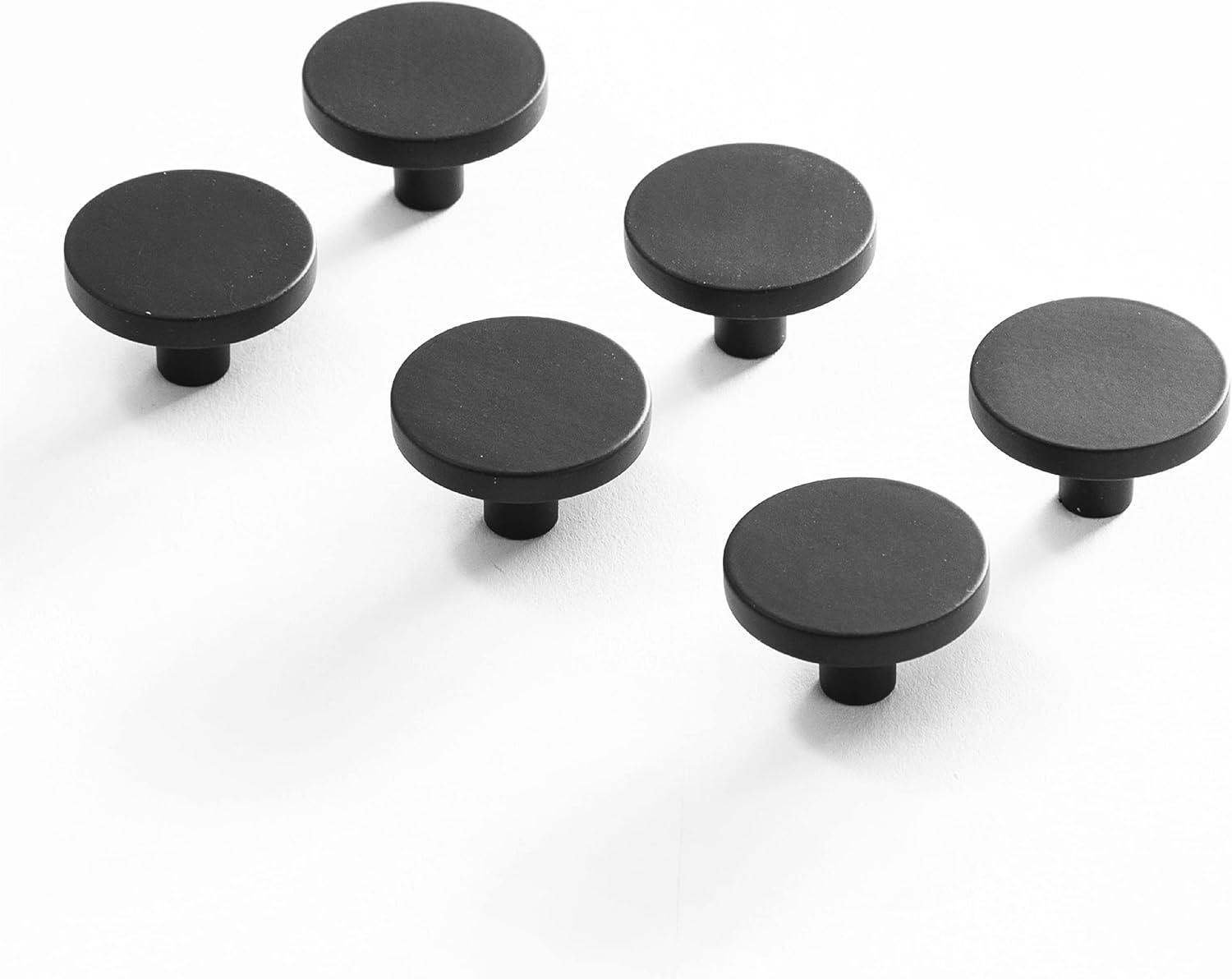 BINO 6Pack Knobs 1.22" Diameter (31mm), Matte Black