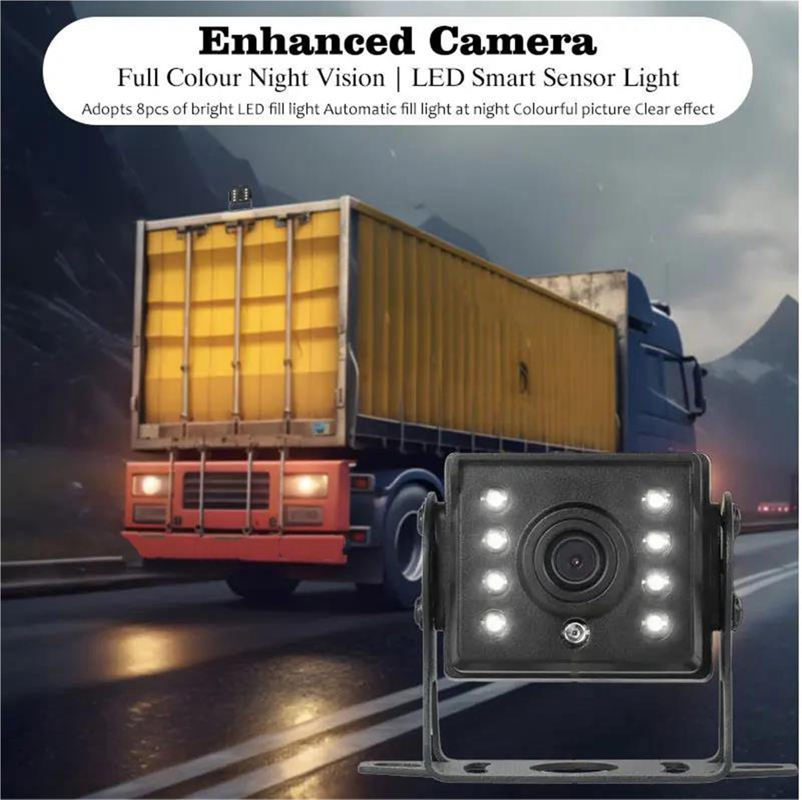 Rückfahrkamera mit Für LKW Bus 12-24V Wasserdicht Sunproof Vision Heavy Duty Fahrzeug Monitor Weitwinkel HD Rückansicht Kamera CVBS AHD(M8-AV-720P)