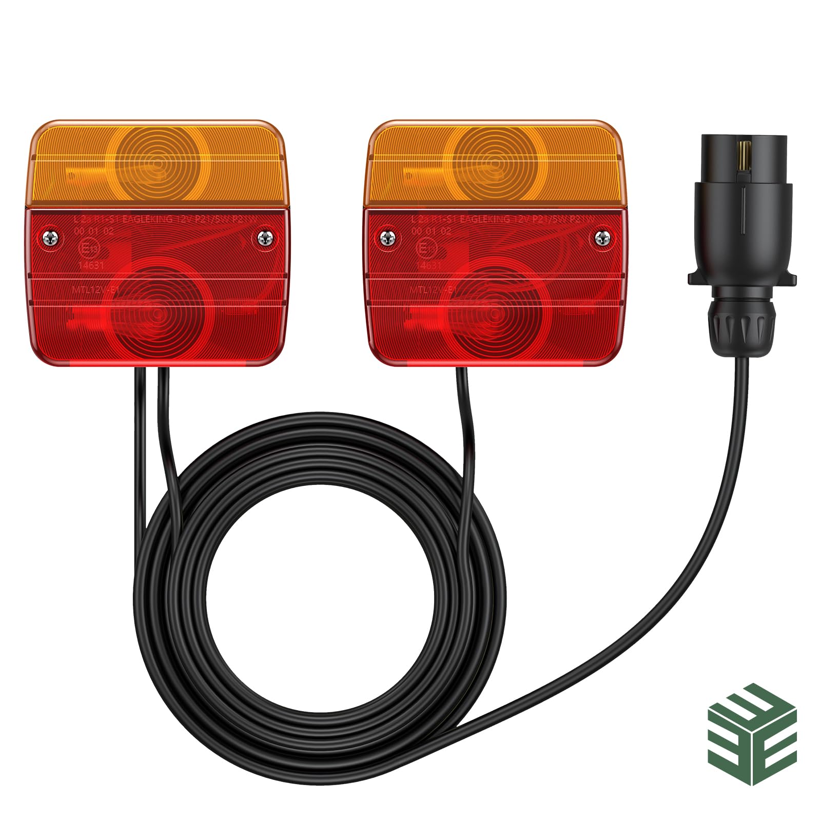 EYPINS Anhänger Rückleuchten Set, Universal 12V Anhänger Rücklichter mit 7.5m Kabel, 7-polig Anhängerbeleuchtung Kennzeichenbeleuchtung Wasserdicht IP65 für PKW LKW Caravan Boot Vans | E-Mark E13
