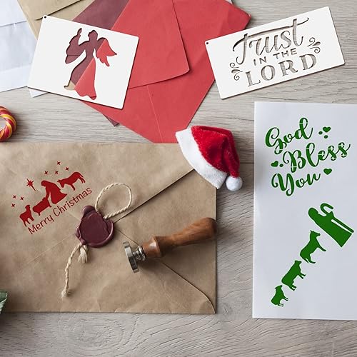 Miniatura 6 de 20 plantillas de Navidad para pintar, plantillas reutilizables de pesebre para mascotas, manualidades, pintura de Navidad, dibujo, plantillas de