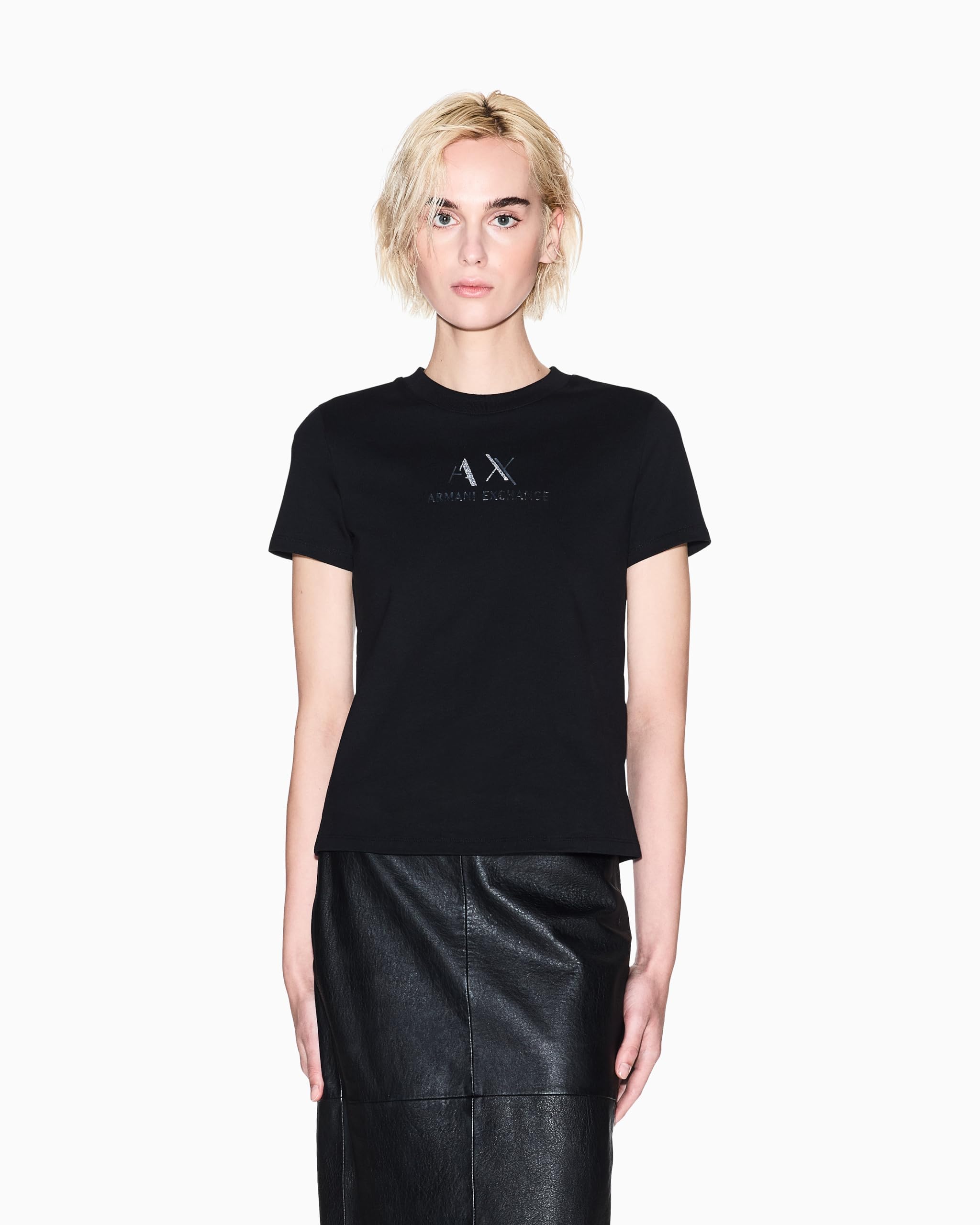 Armani Exchange Regular Boxy Chest Logo Tee T-Shirt Donna (Pacco da 1)