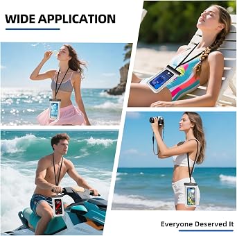 Waterproof Phone Pouch, IP68 Floating Waterproof Phone Case, Dry Bag Beach Essentials with Adjustable Lanyard for iPhone 16 Pro Max /15 Pro/Galaxy S24 S23, Up to 7.0'', Flash Silver, 1 Pack