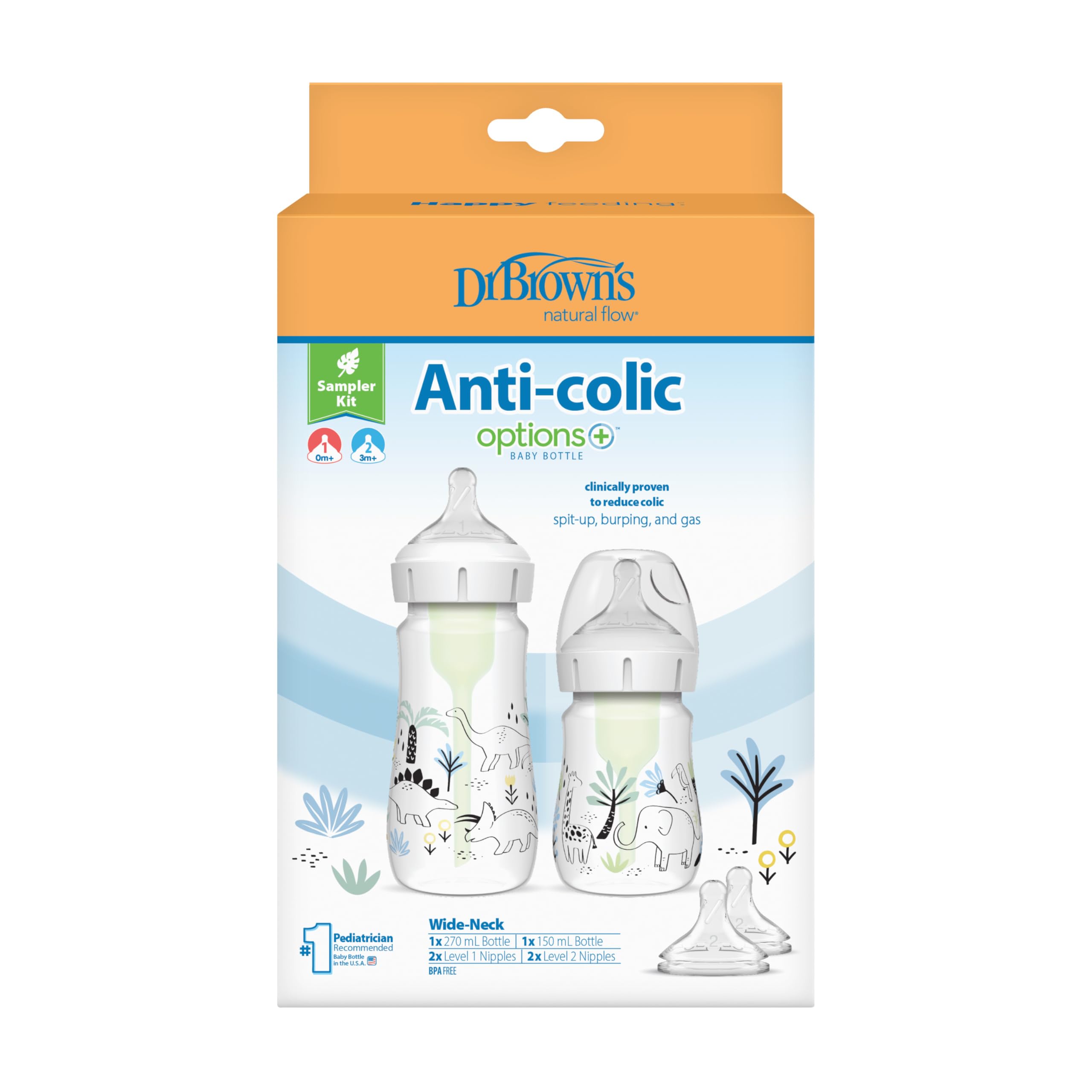 Dr. Brown's Anti-Colic Options+ Wide-Neck Baby Bottle Sampler Kit