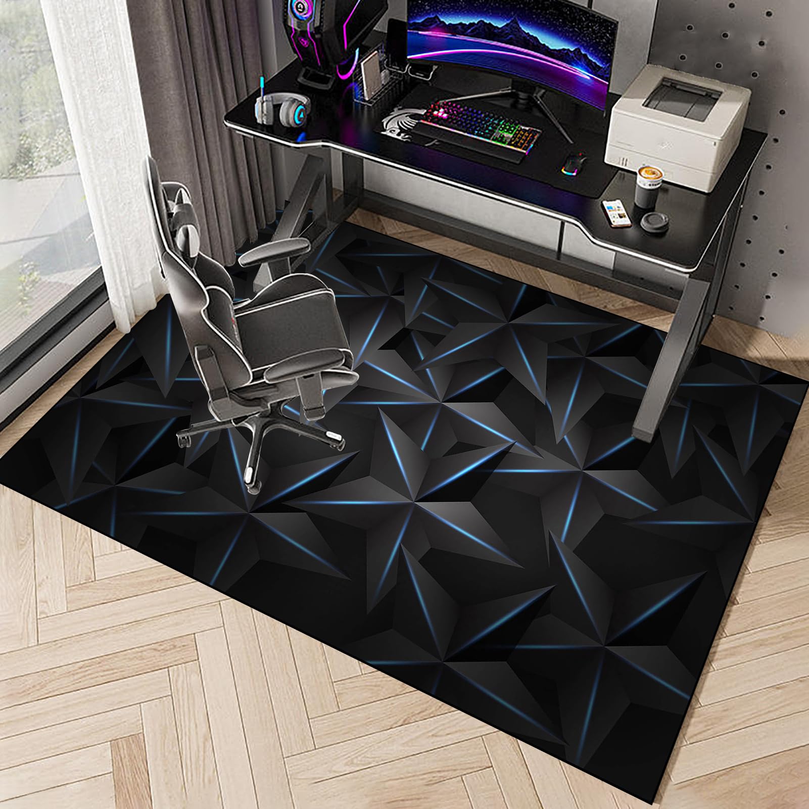 Tappeto Gaming pavimento, Tappetino Salvapavimento Antiscivolo, Tappeto per Sedia Ufficio per per Pavimenti in Legno Duro, Tappetini di Protezione per Pavimento per Parquet e Laminato 150 x 180 cm