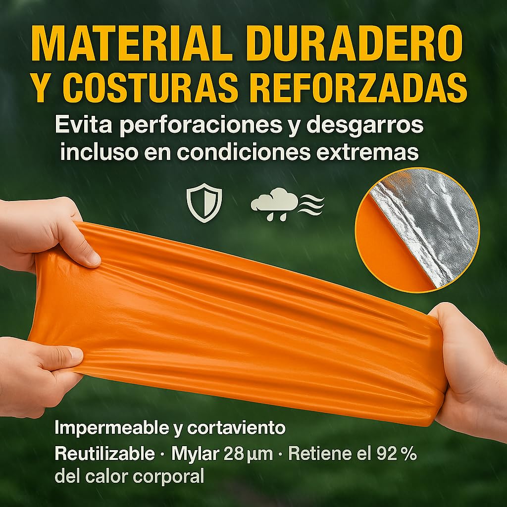 Poncho Termico Impermeable (2 Piezas) + 2 silbatos de Supervivencia con Cuerda +1 tarjeta multiherramienta, Manta Termica Supervivencia, Kit Emergencia Outdoor, Ideal para coche, senderismo o kit 72 h
