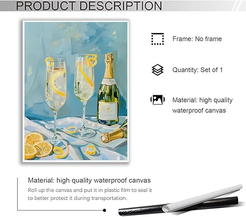 Miniatura 2 de Póster de lujo para carrito de cócteles  Impresión en lienzo estética retro para decoración moderna de apartamentos o comedor, elegante arte de