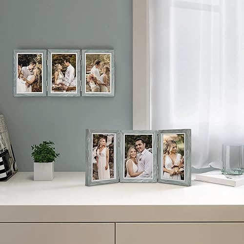 Miniatura 2 de Afuly Marcos de fotos de 4 x 6, marcos de fotos múltiples, collage de decoración de pared, marcos de fotos de escritorio para oficina, triple