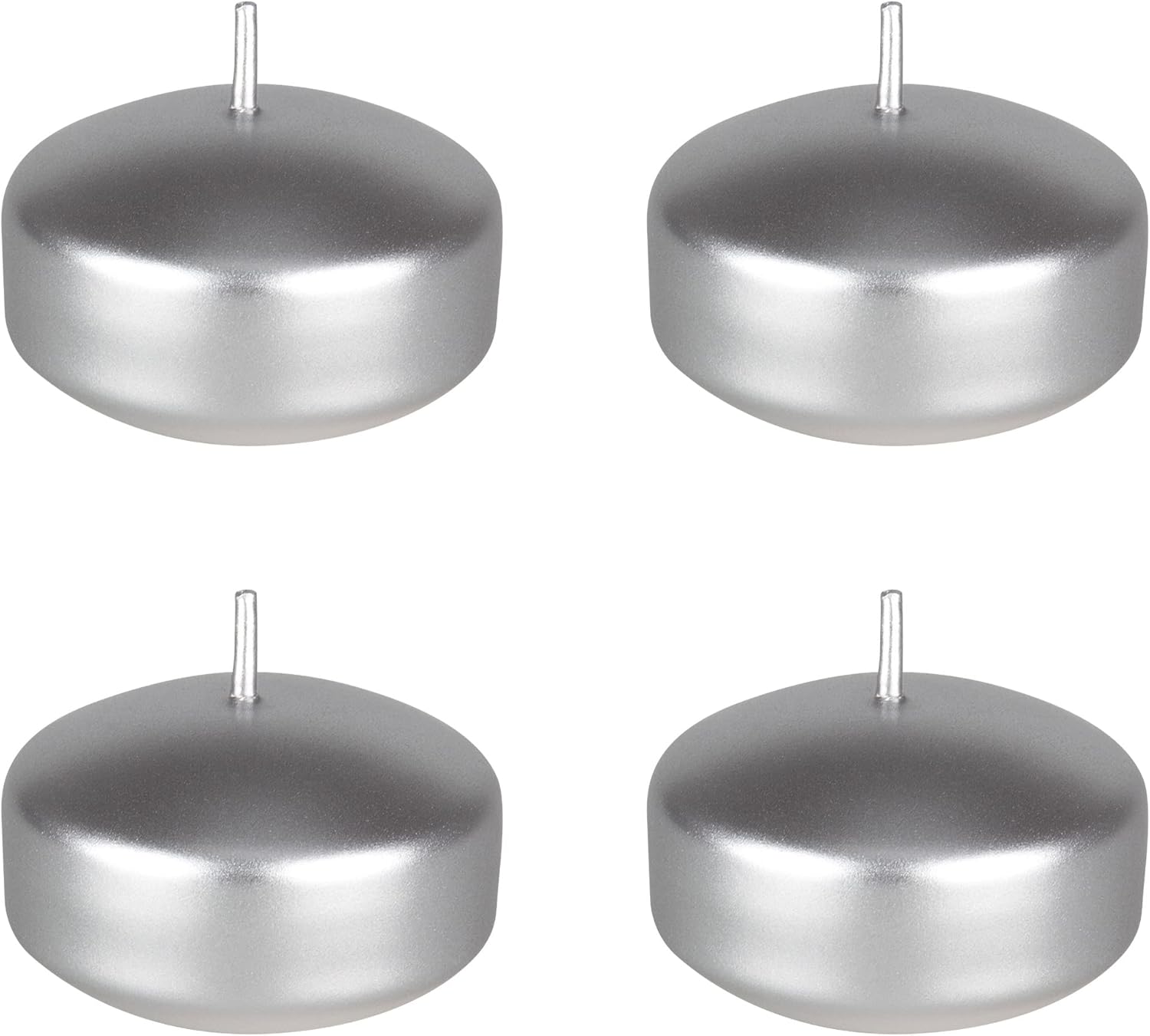 Mega Candles 4 pcs Unscented Silver Floating Disc Candle