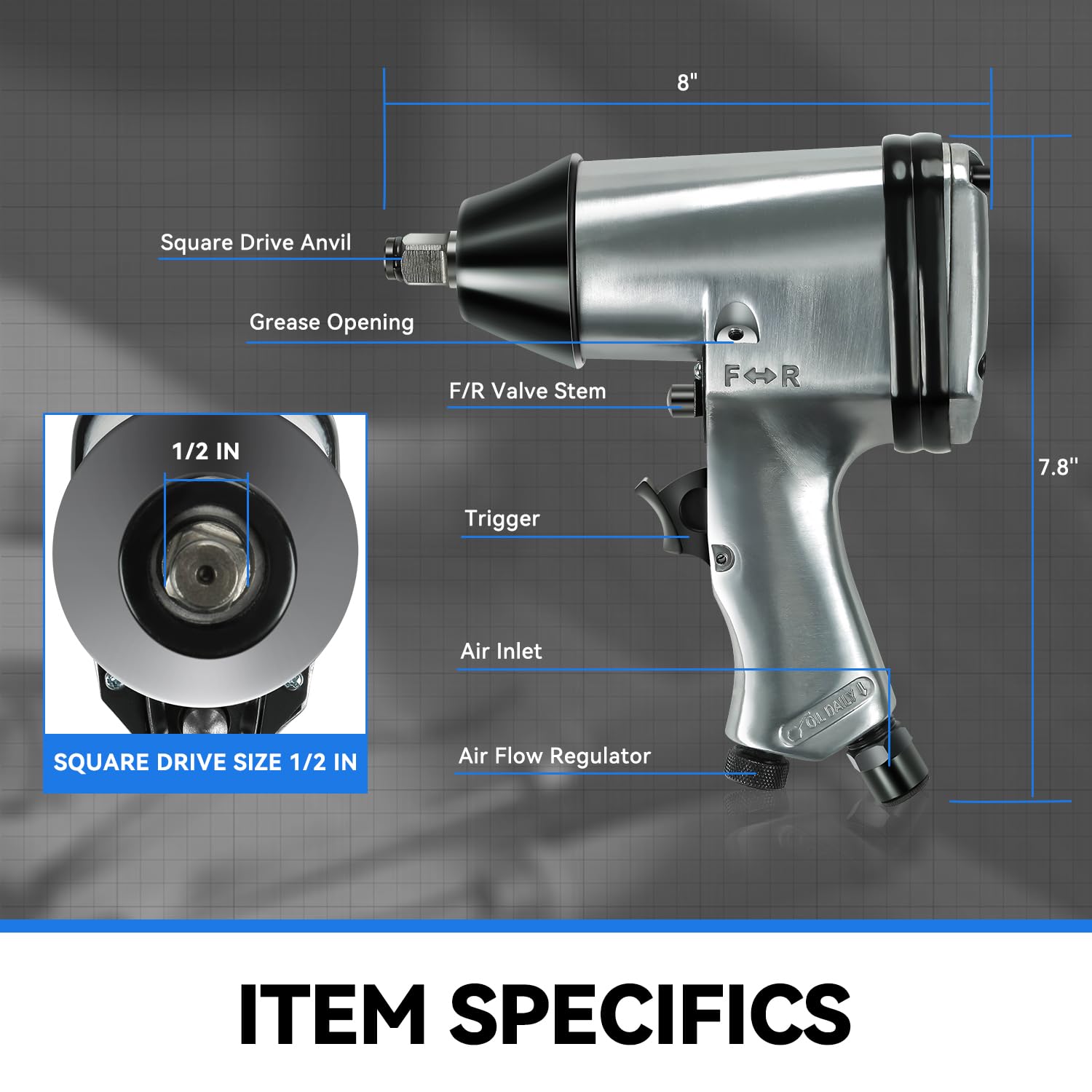 新品 1/2インチsq エアーインパクトキット Amazon.co.jp: Auto Dynasty 17個 1/2インチ エアインパクトレンチ