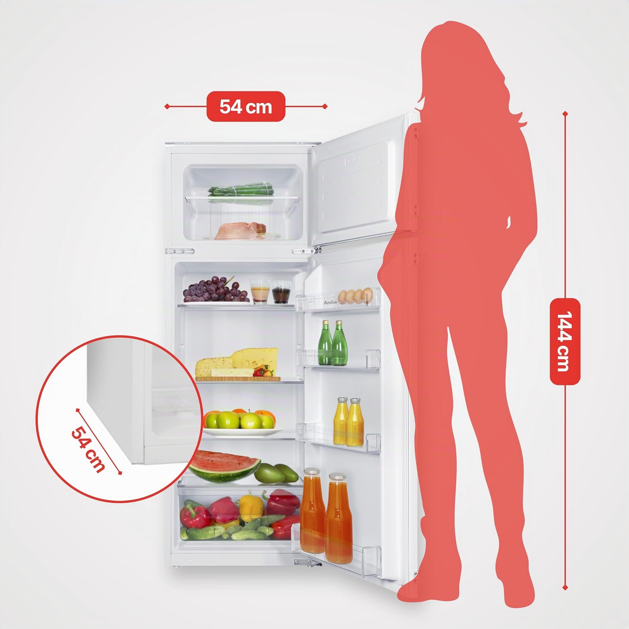 Amica Einbau Kühl-Gefrierkombination 220 L 145 x 54 x 54 cm EDTS 374 901