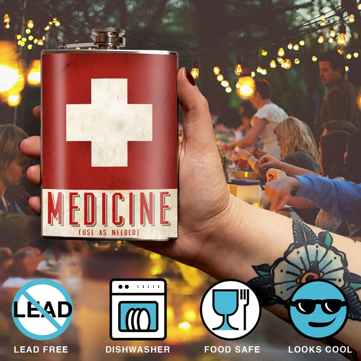 Onе-Dау Sаlе: Uр tо 40% оƒƒ Medicine Flask - Funny Flask, Flasks for Liquor for Men & Women, Funny Gifts for Men & Women, Alcohol Gifts for Husband or Wife, Cool Flask, Groomsmen Gifts, 8oz Stainless Steel Flask, Trixie & Milo