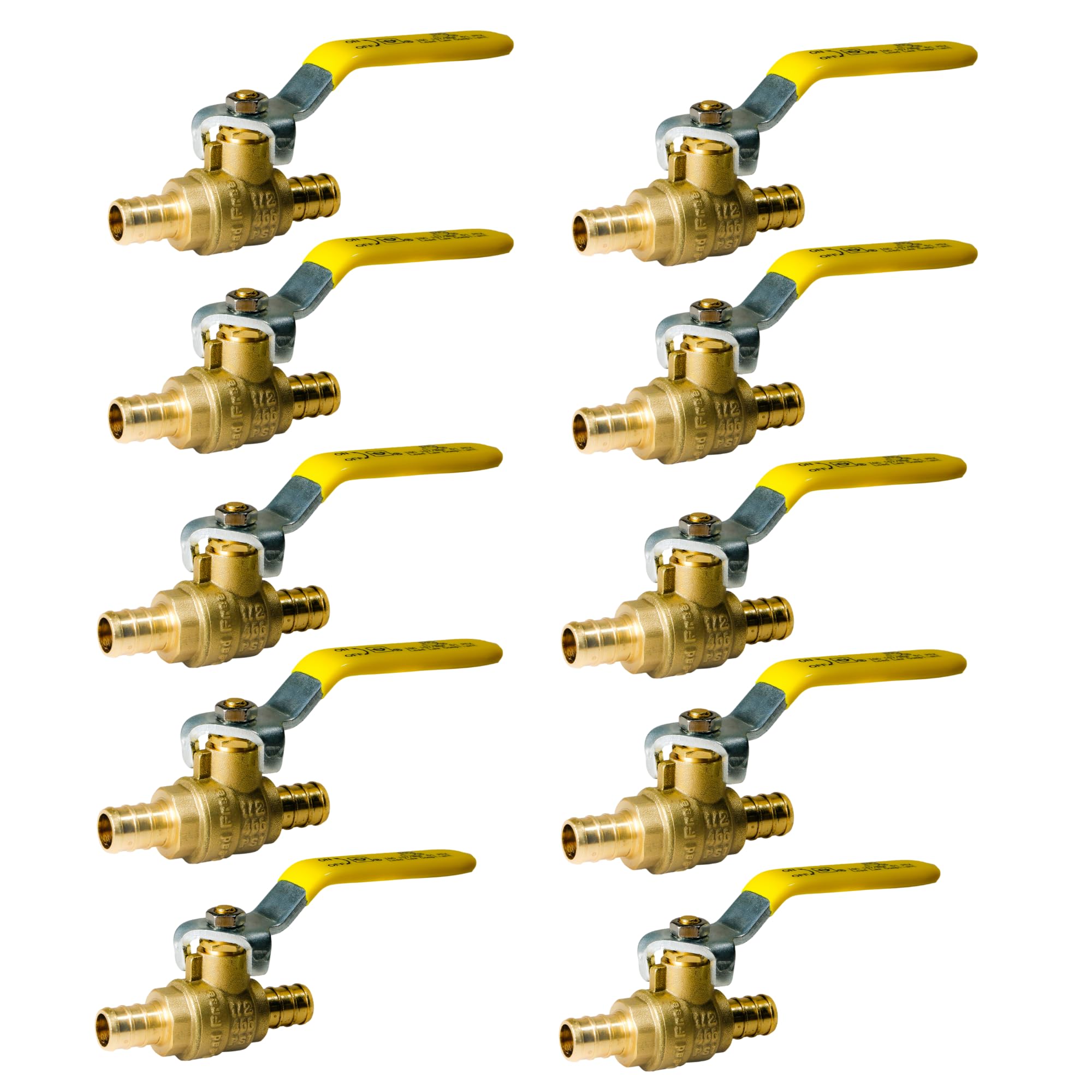 10 Pieces XFITTING 1/2" Pex Ball Valve, Pex B Crimp