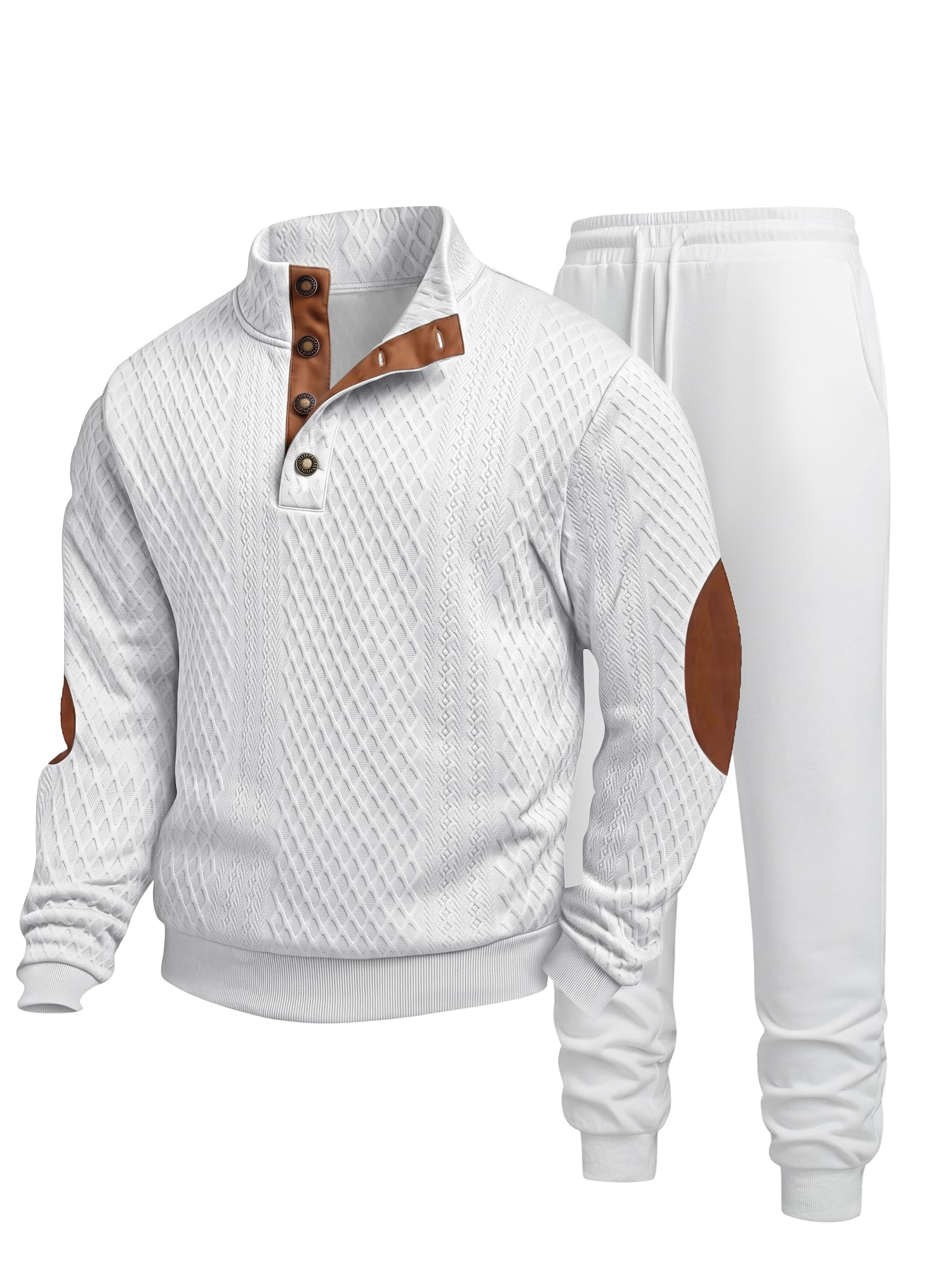 JMIERR Jogginganzug Herren mit 1/4-Knöpfe Zopfmuster | 2-teiliger Tracksuit,Sportanzug,Trainingsanzug Herren Set,pullover mit Jogginghose,freizeit,Streatwear,outdoor